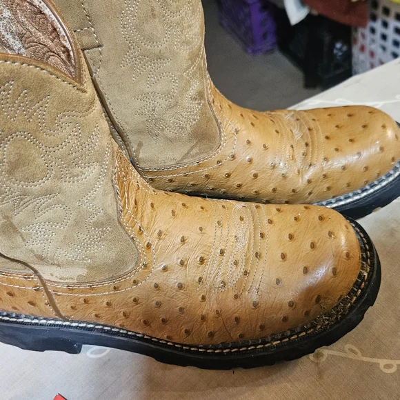 Ladies Faux Ostrich Print Ariat Fatbaby Boots - Picture 10 of 10